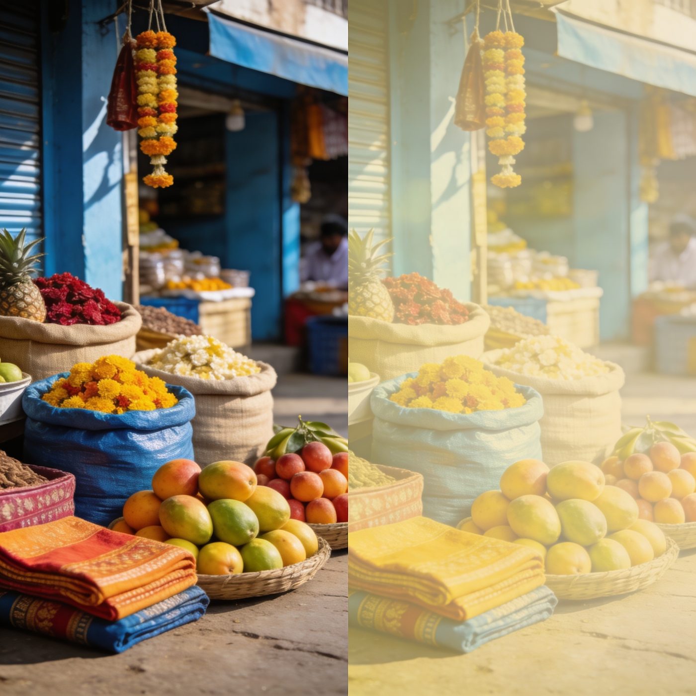 Fading of colours due to cataract